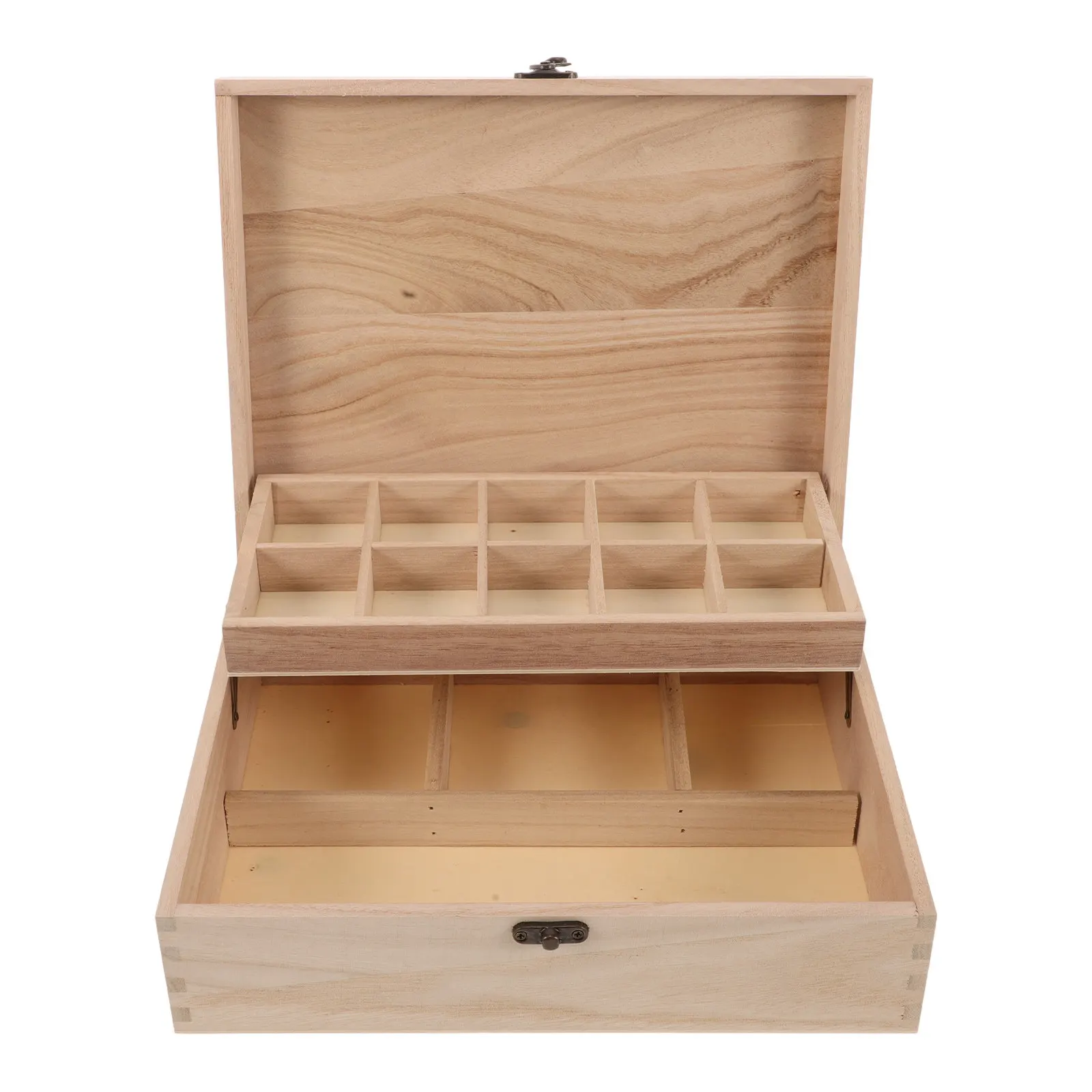 Jewelry Storage Case Unfinished Wooden Trinket Box Storage Box With Locking Clasps For Rings Earrings Necklaces Watches Bracelet