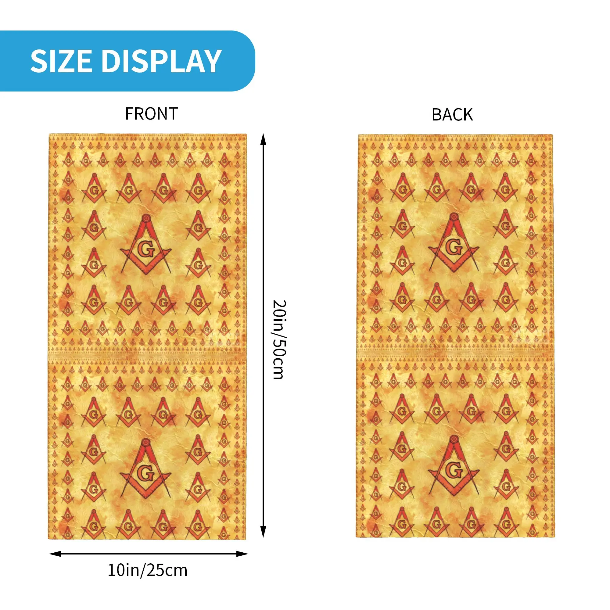 Custom Freemason Masonic Square And Compass Logo Gold Winter Headband Neck Warmer Women Men Ski Tube Scarf  Face Bandana Gaiter