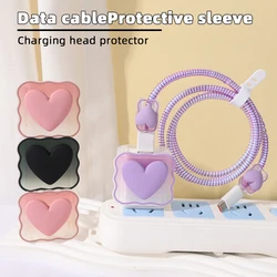 Cute Love Heart Shape Charger Wrap Protector Cable Organizer Adapter Soft TPU Cover For Apple Android Type-C USB Cable Organizer