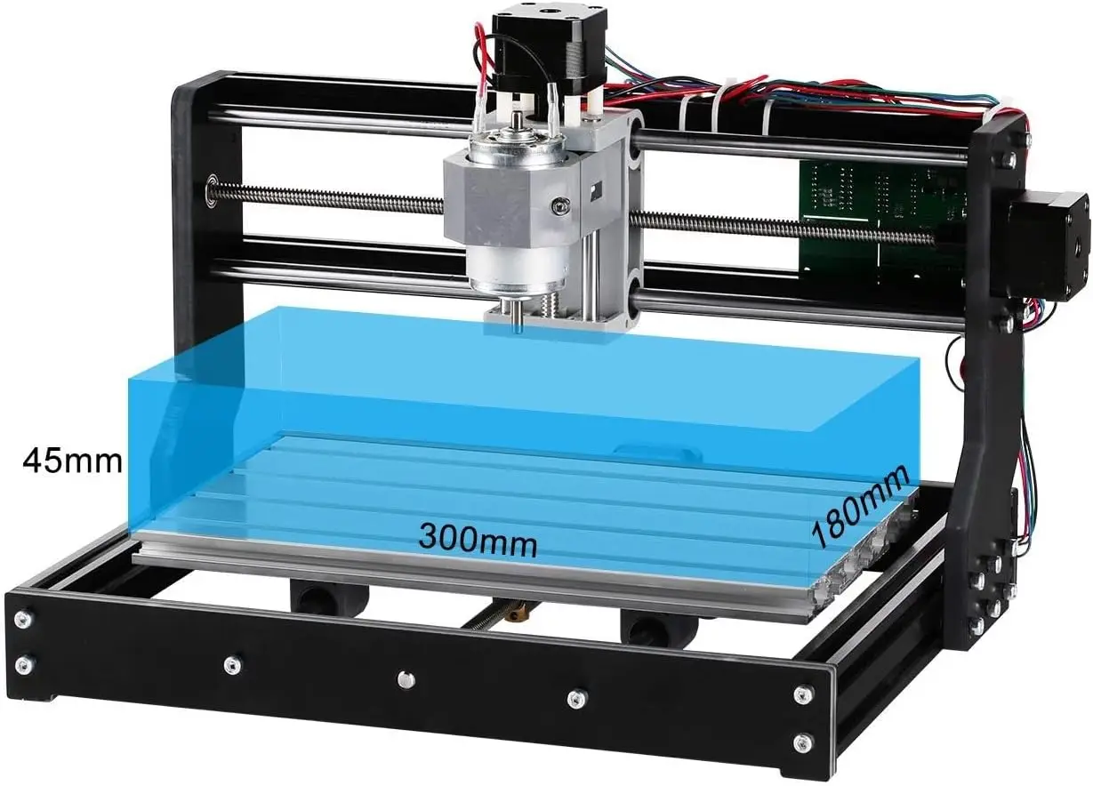 Kit de enrutador GRBL, Control de 3 ejes, plástico acrílico, PCB, PVC, tallado en madera, fresadora, máquina de grabado, área de trabajo XYZ, 300x180x45mm