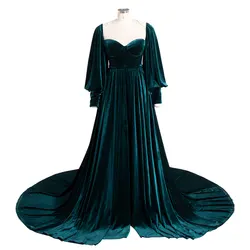 Velvet Long Sleeves Dress for Photo Shoot Photography Outfit Evening Gown Pregnancy Shooting Dress YEWEN YW240088