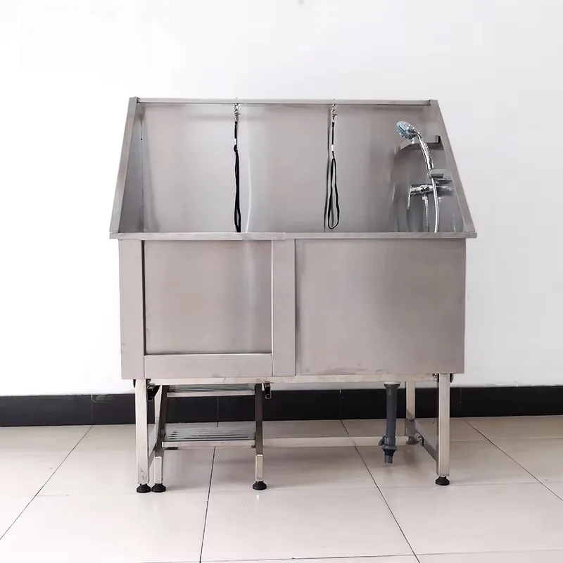 

LIZE Pet Multifunctional Grooming Bathtub Pet SPA Shower Large Dog Grooming Bathtub Stainless Steel Silver Sustainable
