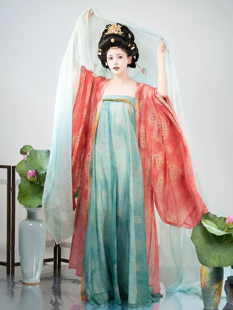 

Костюм Chi Tang Dynas Sle Hanfu, полный све, длина груди, наряд для девочек на весну и лето с шилом, традиционный китайский C...