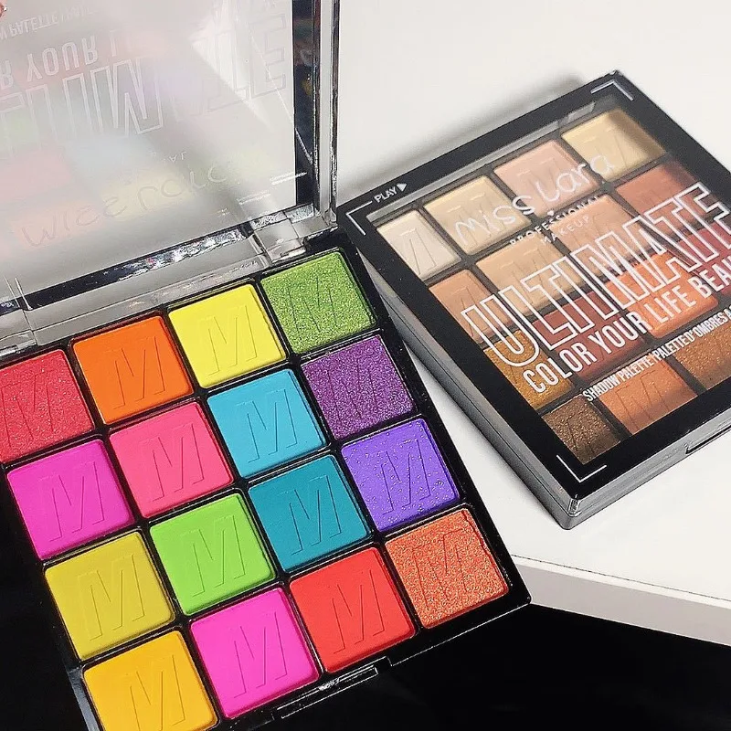 Maquillaje profesional, paleta de sombras definitiva, sombra de ojos de colores ricos, 16 tonos impresionantes para durar, brillo cosmético colorido mate