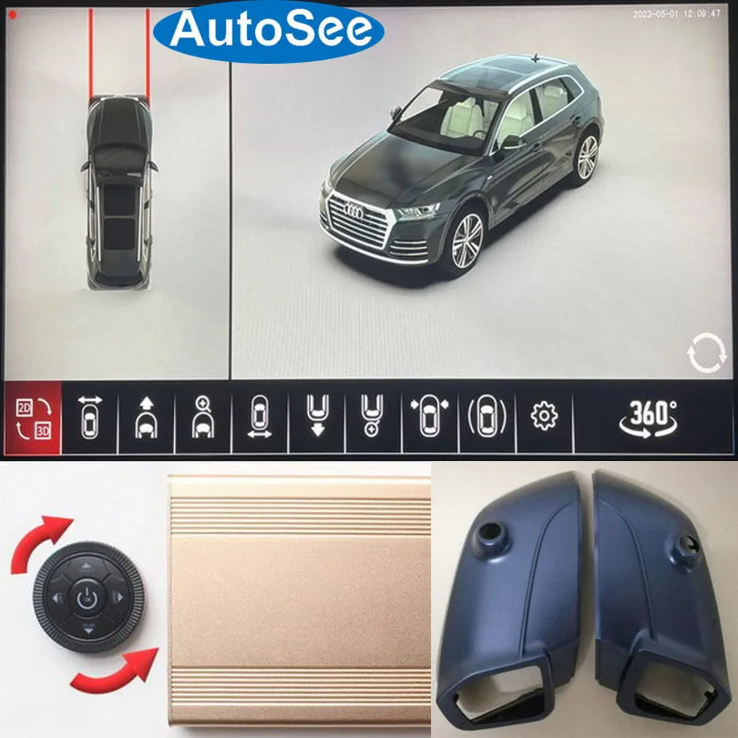 2018-2021 for Audi Q2 car 360 degree camera bird eye panoramic side view mirror 3D surround parking reverse assist 4K dash DVR