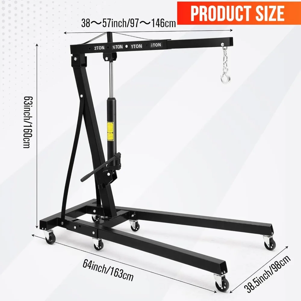 رافعة محرك ثنائية اللون شديدة التحمل، رافعة هيدروليكية 4400 رطل مع 6 عجلات لإزالة محرك السيارة، رفع ورشة عمل المرآب