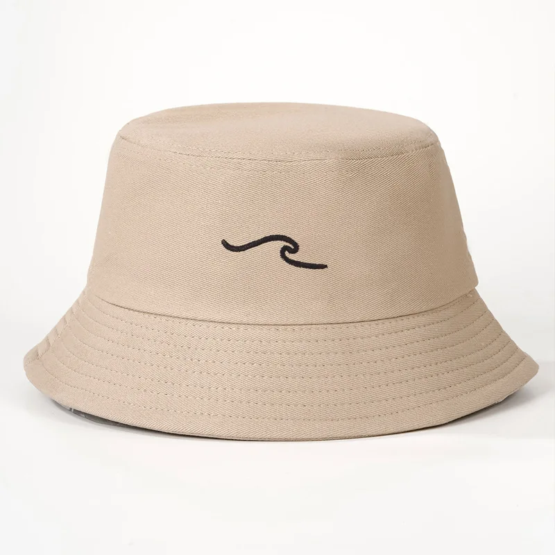 Wave Ripple Stickerei-Eimerhut, einfarbig, gewaschen, Distressed-Fischermütze, Unisex, für Reisen, Outdoor, Sonnenschutz, Sonnenkappen – Detail 5