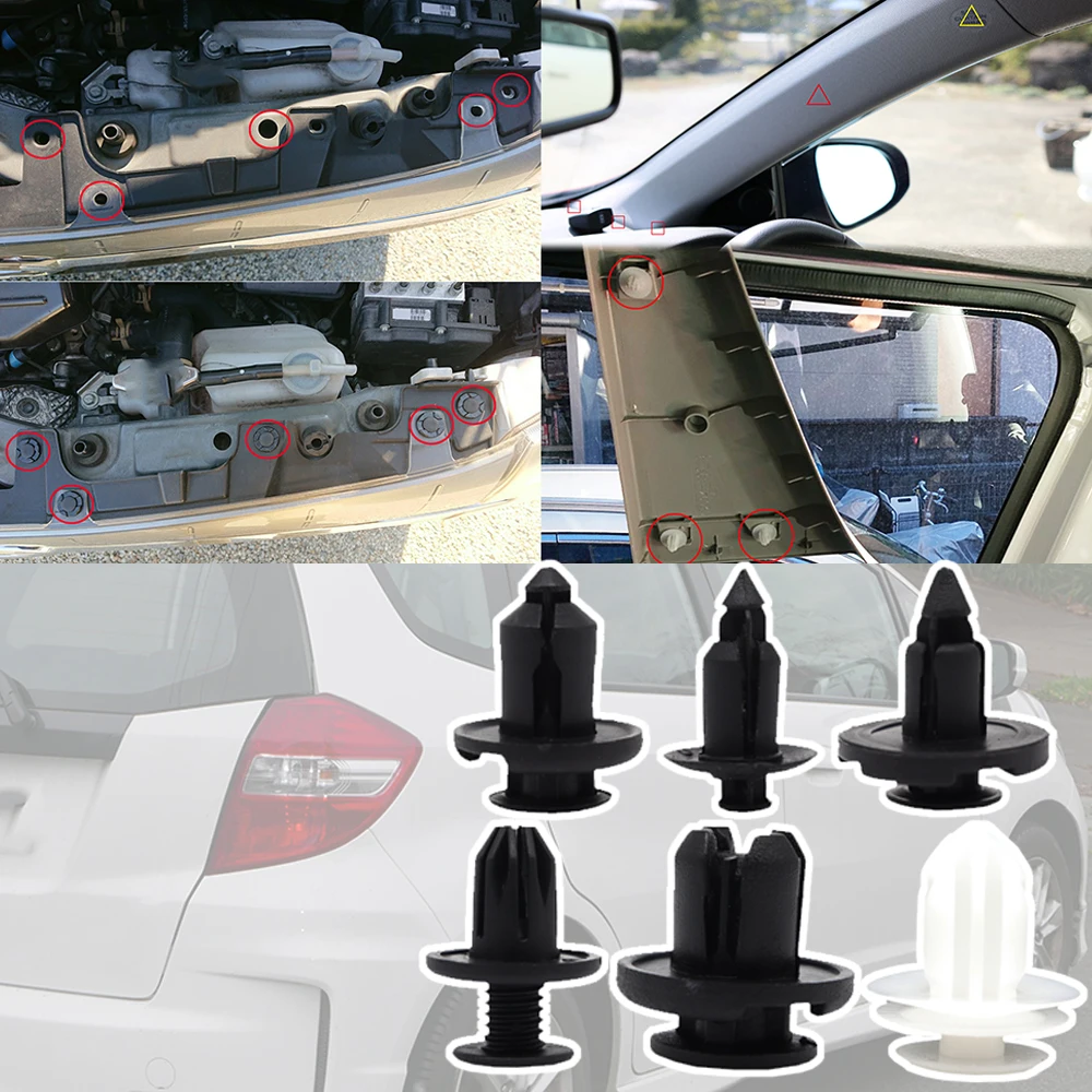 

For Honda Fit Jazz GE6/7/8/9 2007 2008 2009 - 2014 Car Grille Hood Upholstery Engine Under Tray Mud Flap Door Card Trim Clips