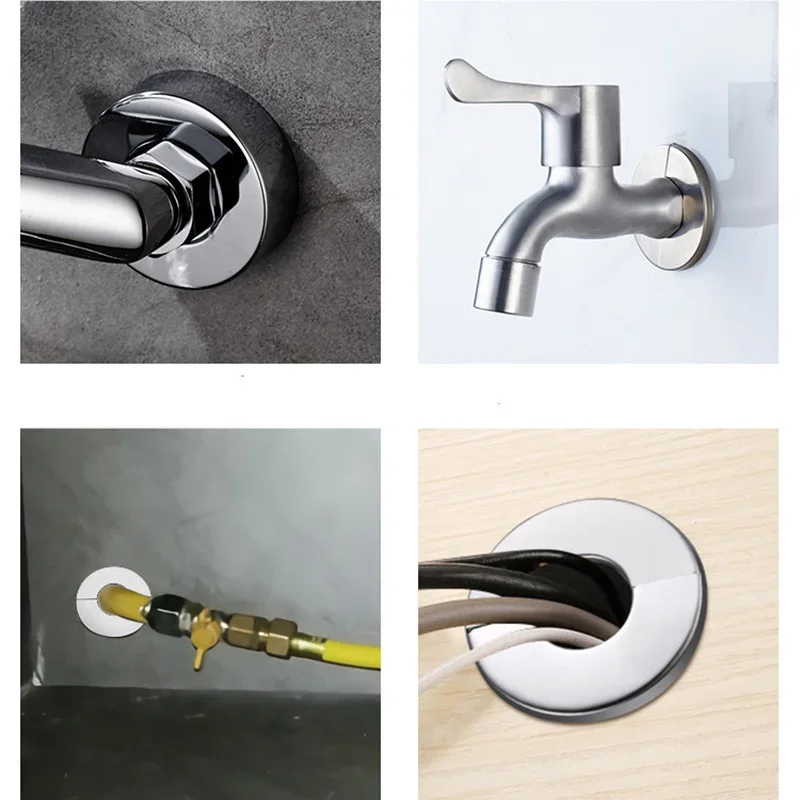 Tuyau d\'eau en acier inoxydable avec couvercles décoratifs, bouchon à trou rond pour mur, accessoires de robinet de cuisine, douche HOShower, 1PC