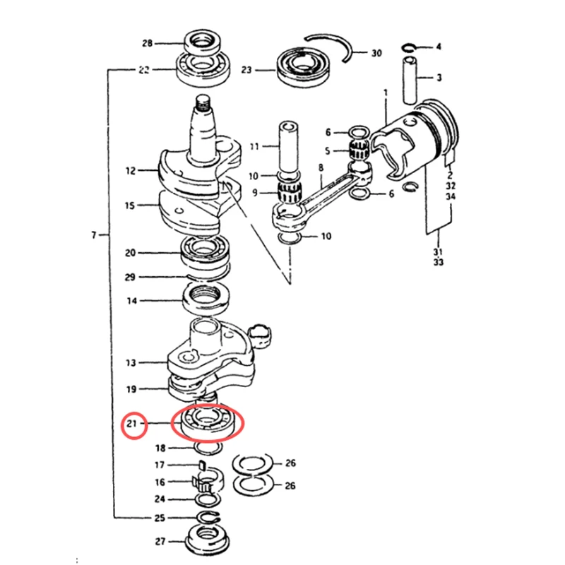 Lager 09262-35052 Für Suzuki Außenbordmotor 2 Takt 40 PS 50 PS 55 PS 60 PS 65 PS DT40-65 PS 35*72*17 MM Bootsmotor Teile