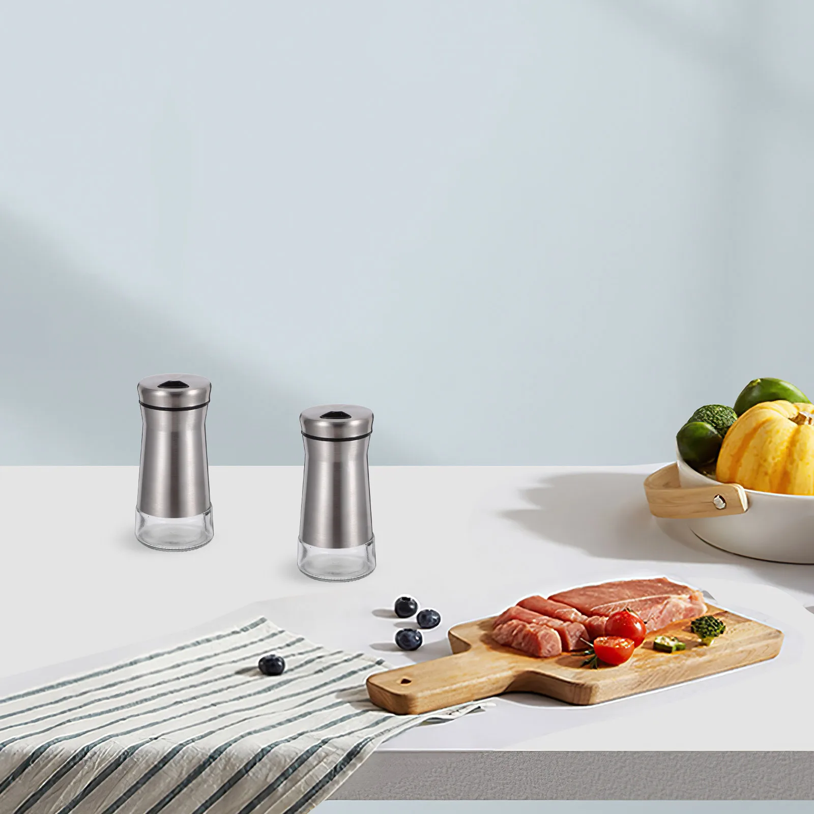 

2pcs Salt Pepper Shakers Set Portable Seasoning Dispenser Kitchen Seasoning Containers Reusable Spice Bottle For Home Outdoor