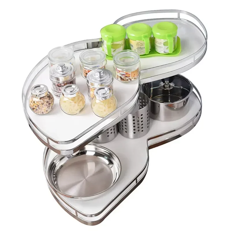 Custom China Cabinet with Modern Design Corner Storage Rack for Kitchen Pots Iron Pull-Out Basket Built-in Tempered Glass