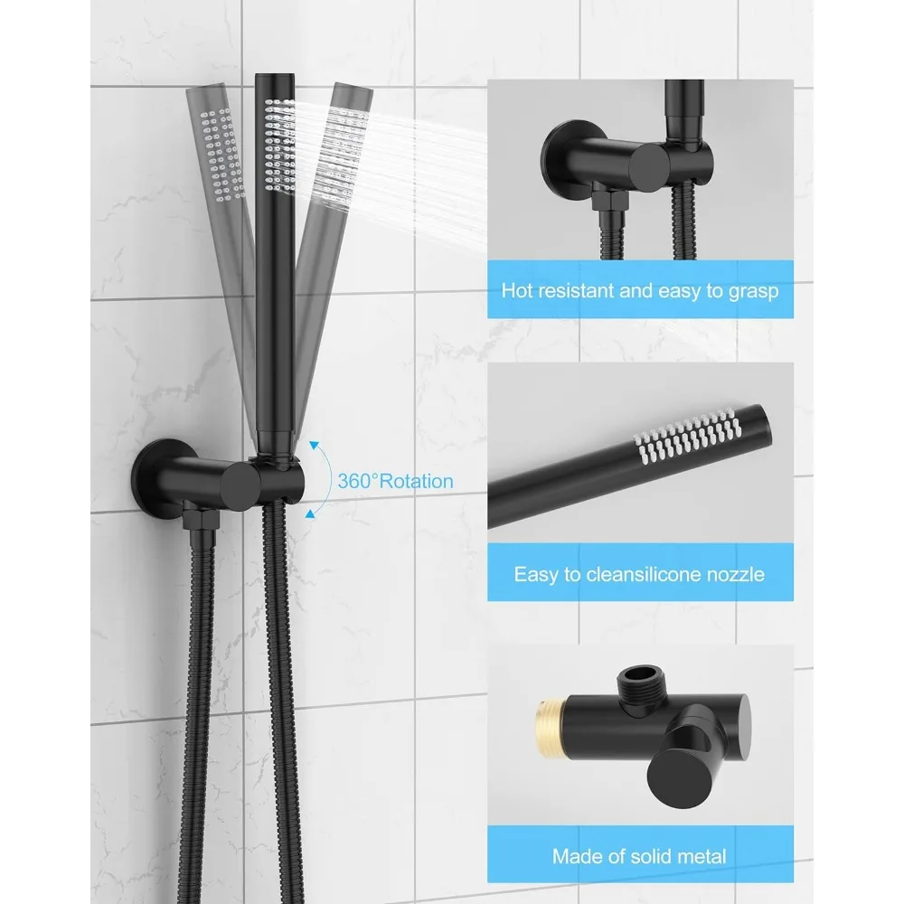 Set di rubinetti per doccia in metallo-sistema di doccia con soffione a pioggia con combinazione completa portatile ad alta pressione e Kit di rivestimento della valvola del miscelatore