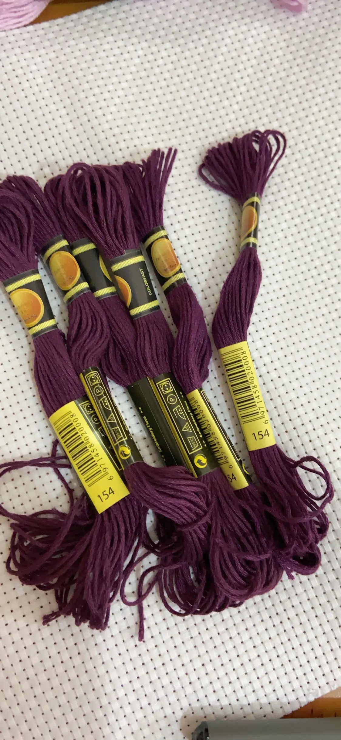 초보자용 크로스 스티치 실 자수 치실, DIY 공예 팔찌 공예, 반복 없음, 레인보우 DMC 코드 154, LOL 세트 당 10 개