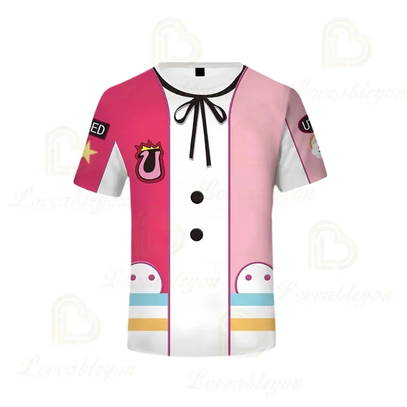 zz04zz12Anime 원피스 일본 기모노 붉은 머리 딸 Uta Haori 만화 코스프레 캐주얼 티셔츠 여성 남성 여름 잠옷 어린이 광고