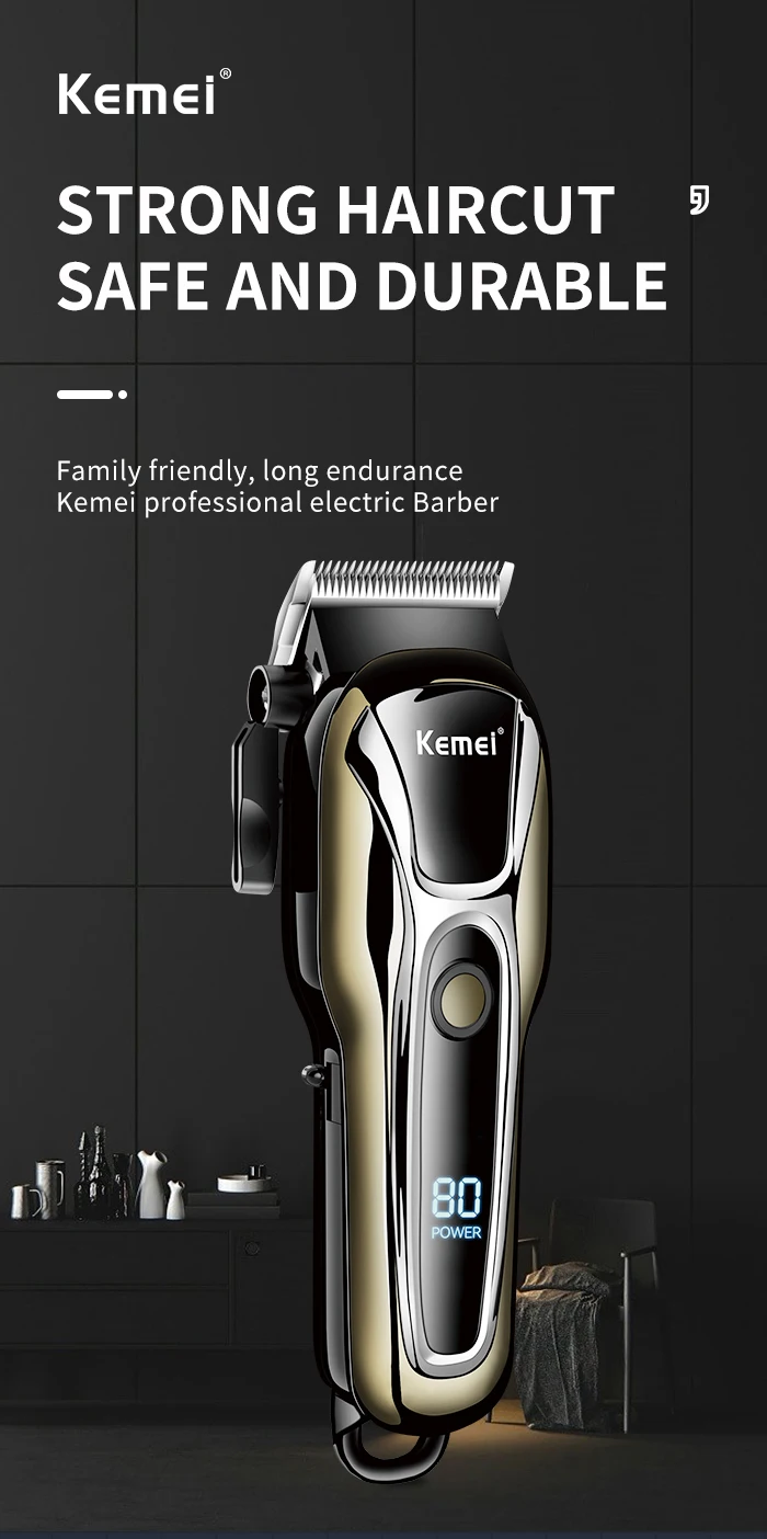 Kemei PG1990A wiederaufladbare Haarschneidemaschine oder Grenzkämme, professioneller kabelloser Herren-Haarschneider, Herren-Haarschneidemaschine, Friseur – Detail 1