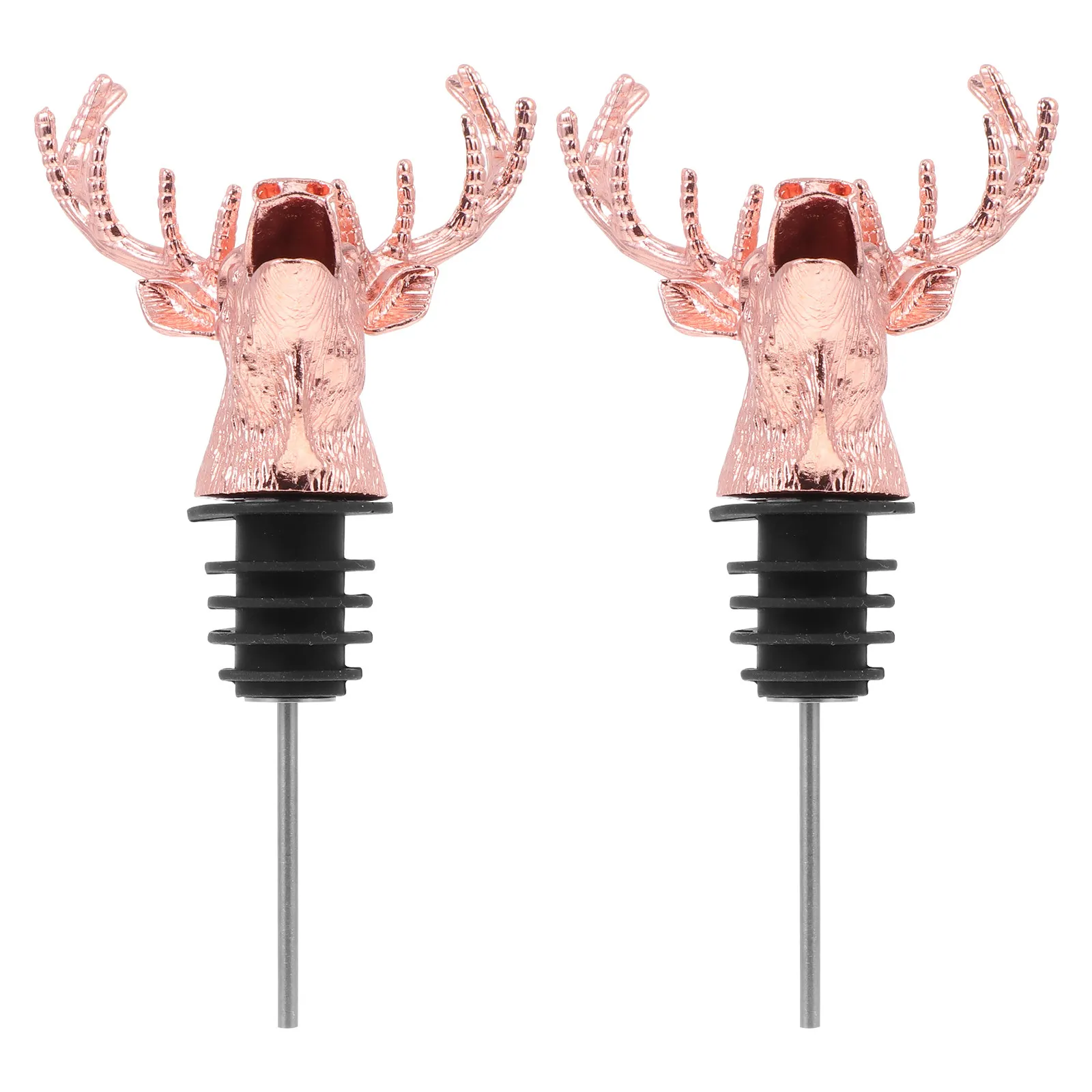 Deer Design Wine Pourer and Stopper Set – Zinc Alloy Bottle Plug for Red Wine, Sealing & Decorative Accessory