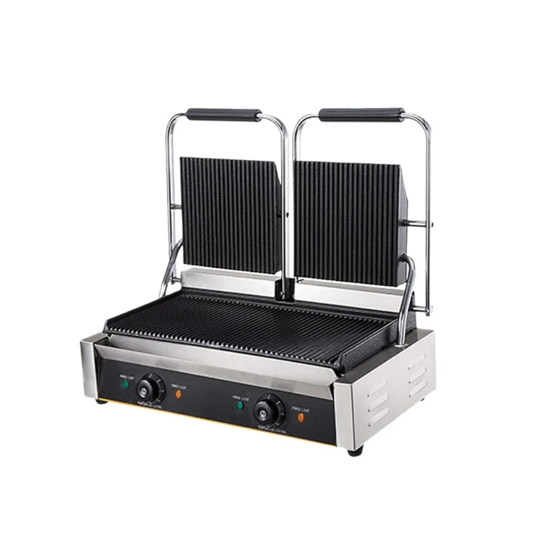 

Electric heating double head pressing plate grilling furnace Commercial frying machine Grilling machine Striped frying steak