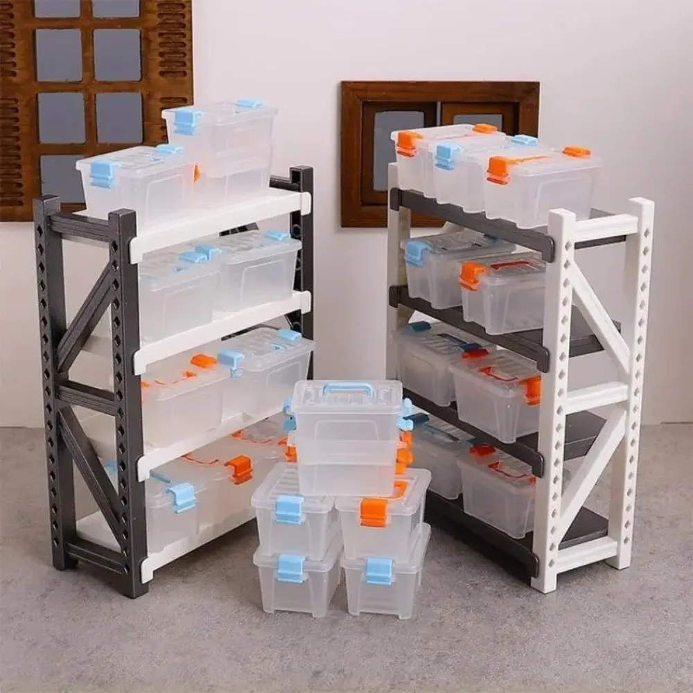 5Pcs Portable Mini Dollhouse Storage Box Clear Plastic Toolbox Model Dollhouse Handheld Box Dolls House