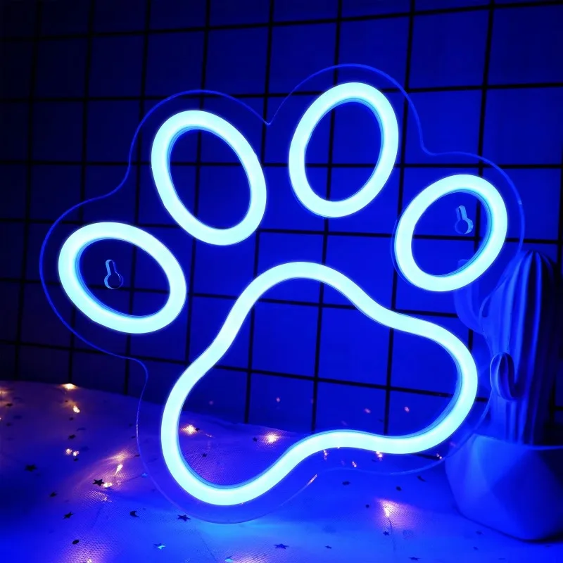 Dog Paw LED Neon Sign USB Powered Neon Night Light 3D Wall Art & Game Room Bedroom Living Room