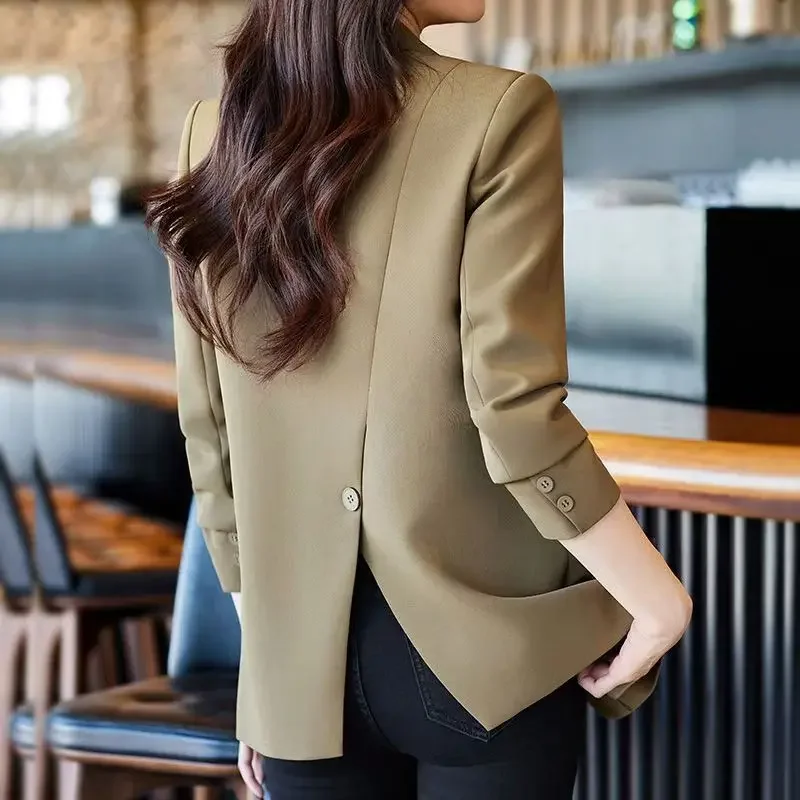 Outerwears Solid Jacket Slit Korean Style Coats for Women Youthful Clothes Luxury Clothing Outdoor Blazer Woman Fall Bring Sale