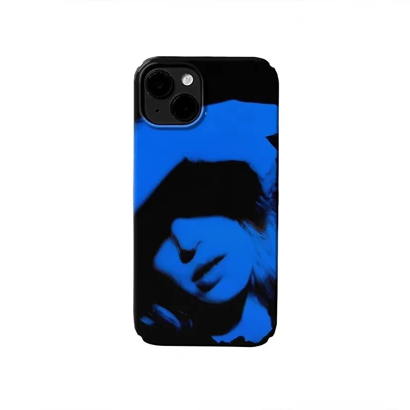 

Ins Korean Blue Silhouette Phone Case for IPhone 17 Air 16E 15 14 Plus 13 Mini 11 Pro Max 12 Pro Back Cover XS XR SE Case