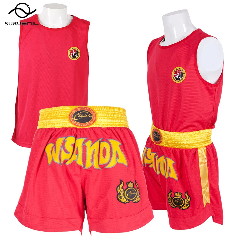 Short de boxe thaïlandaise pour enfants, short muay-thaï pour hommes et femmes, t-shirt MMA, Sanda Wushu, BJJ, arts martiaux, déclinaison,