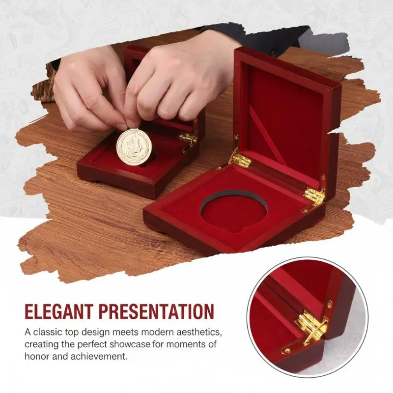 

Деревянная коробка для хранения монет, витрина для памятных монет, защитный футляр для монет, держатель для монет, наград и медалей