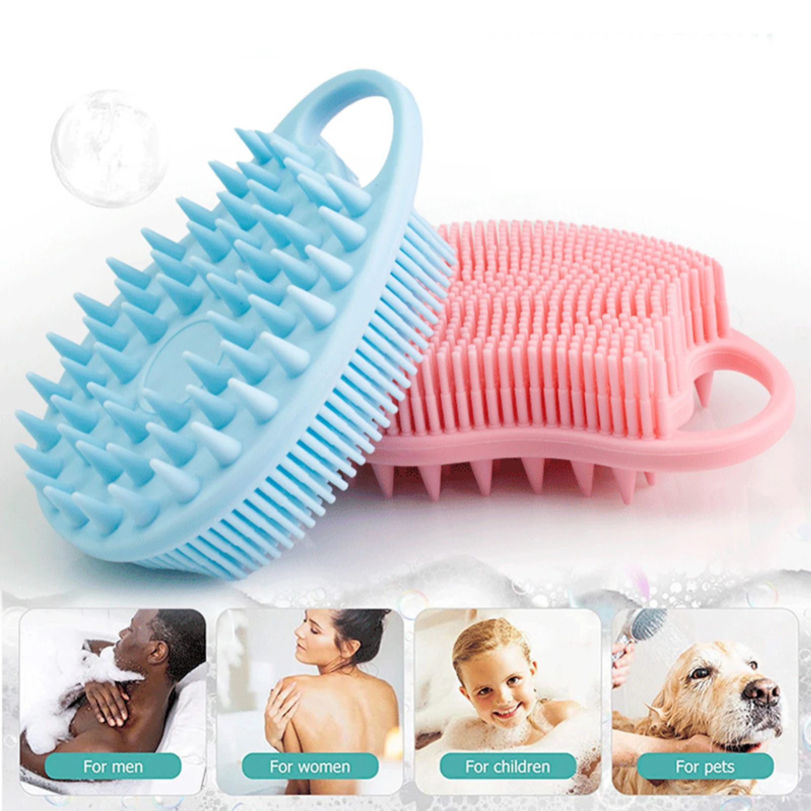 Silicone Soft Body Bath Brush Handheld Cleansing Skin Brush for Home Hotel Bathroom Use