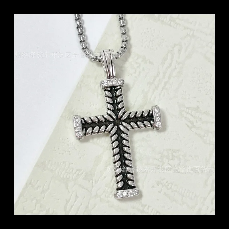 

Cross Necklace Popular Double Button Line Pendant