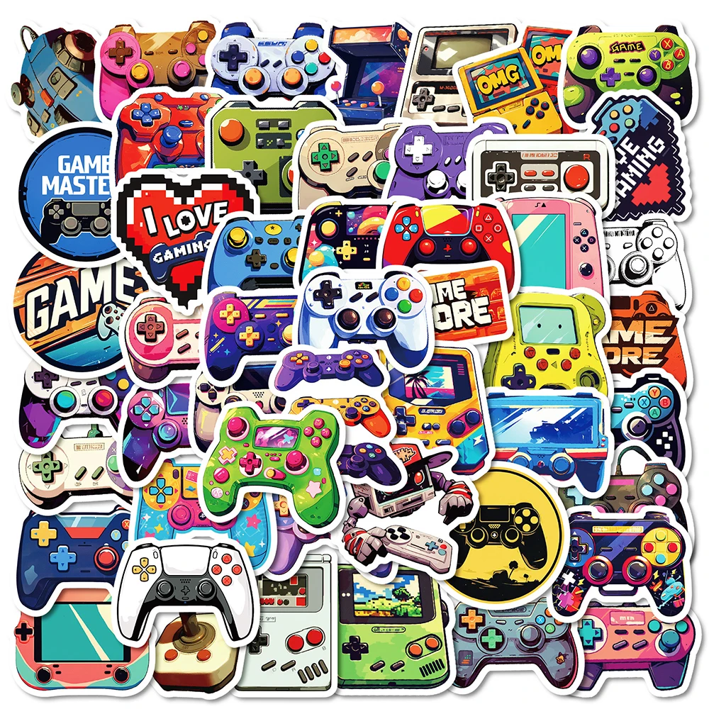 10/30/50pcs Cartoon Controller Game Console Stickers Cool Graffiti Decals Skateboard Phone Laptop Diary Cartoon Sticker Packing