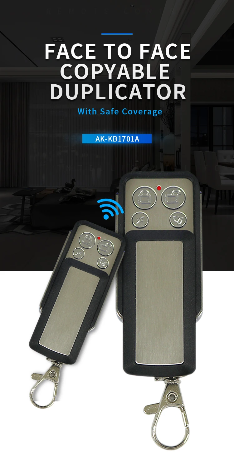 4 Buttons Metal 433MHz Universal Wireless Remote Control Slide Cover  Clone Code Duplicator Garage Door Smart home