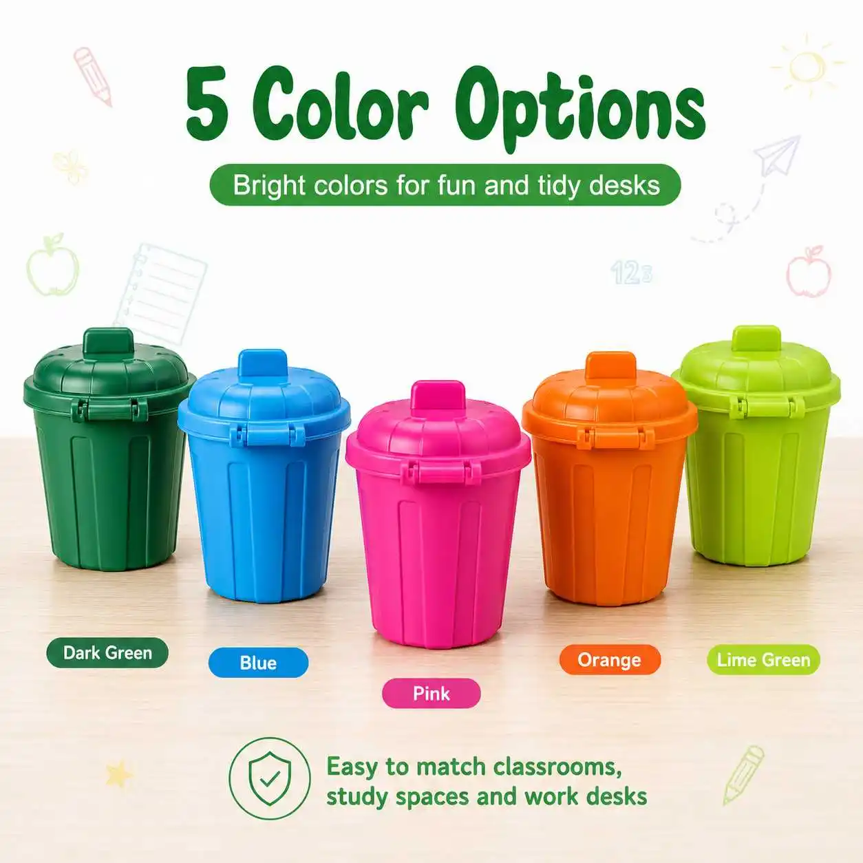 Colorful Mini Trash Can, Toy Garbage Can, Small Desktop Storage Bin with Lids, for Party Supplies, School Classroom Home