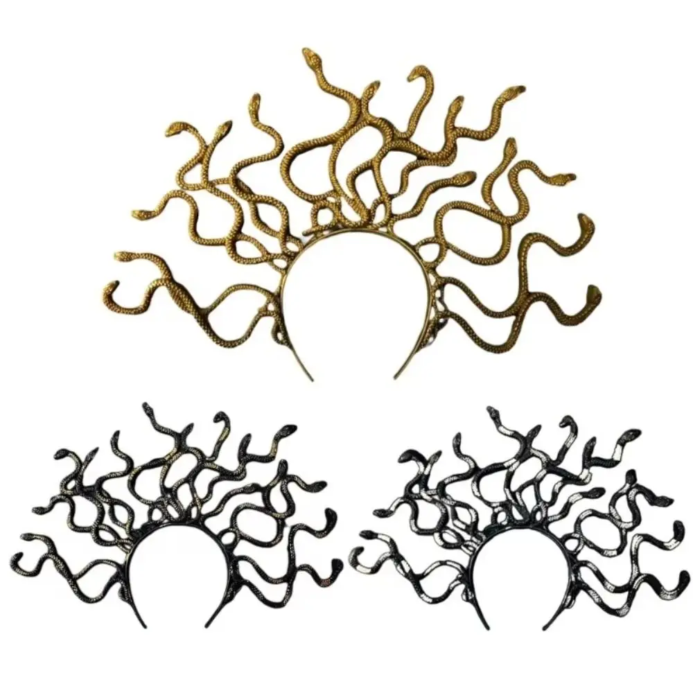 New Horror Halloween headband Punk Realistic Snake Hair Hoop Nonslip Headwear Cosplay Costume Prop Party Supplies