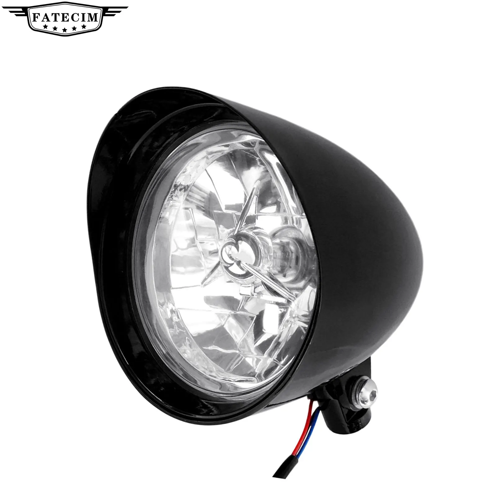 

Black Bullet Tri Bar 5.75" Motorcycle Headlight For Harley Sportster Dyna Cafe Racer