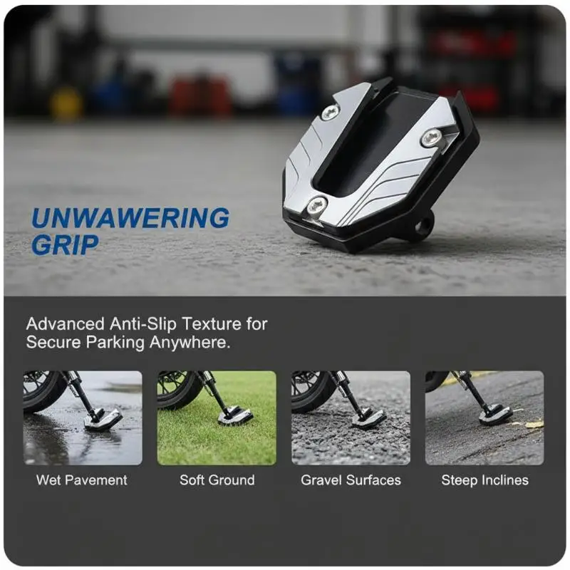 

Scooter Motorbike Accessories Extension Foot Pad Support Plate Aluminum Alloy Motorcycle Bike Kickstand Extender Foot Side Stand