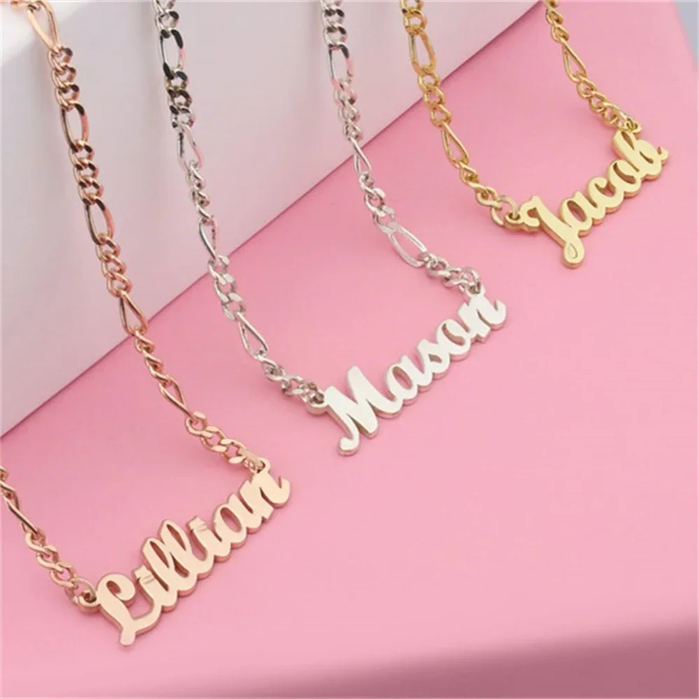 Jewelry Name Custom Necklaces for Men Nameplate Jewelry Stainless Steel Women Silver Personalized Letter Necklace Gift 2023 New