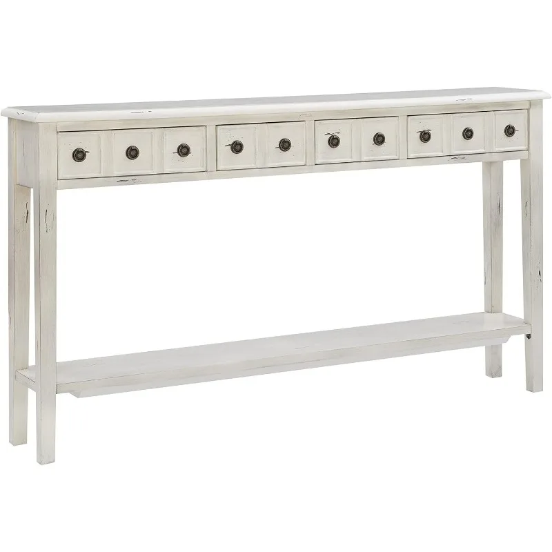 Furniture Sadie Cream Long Storage Console Table, Multicolor