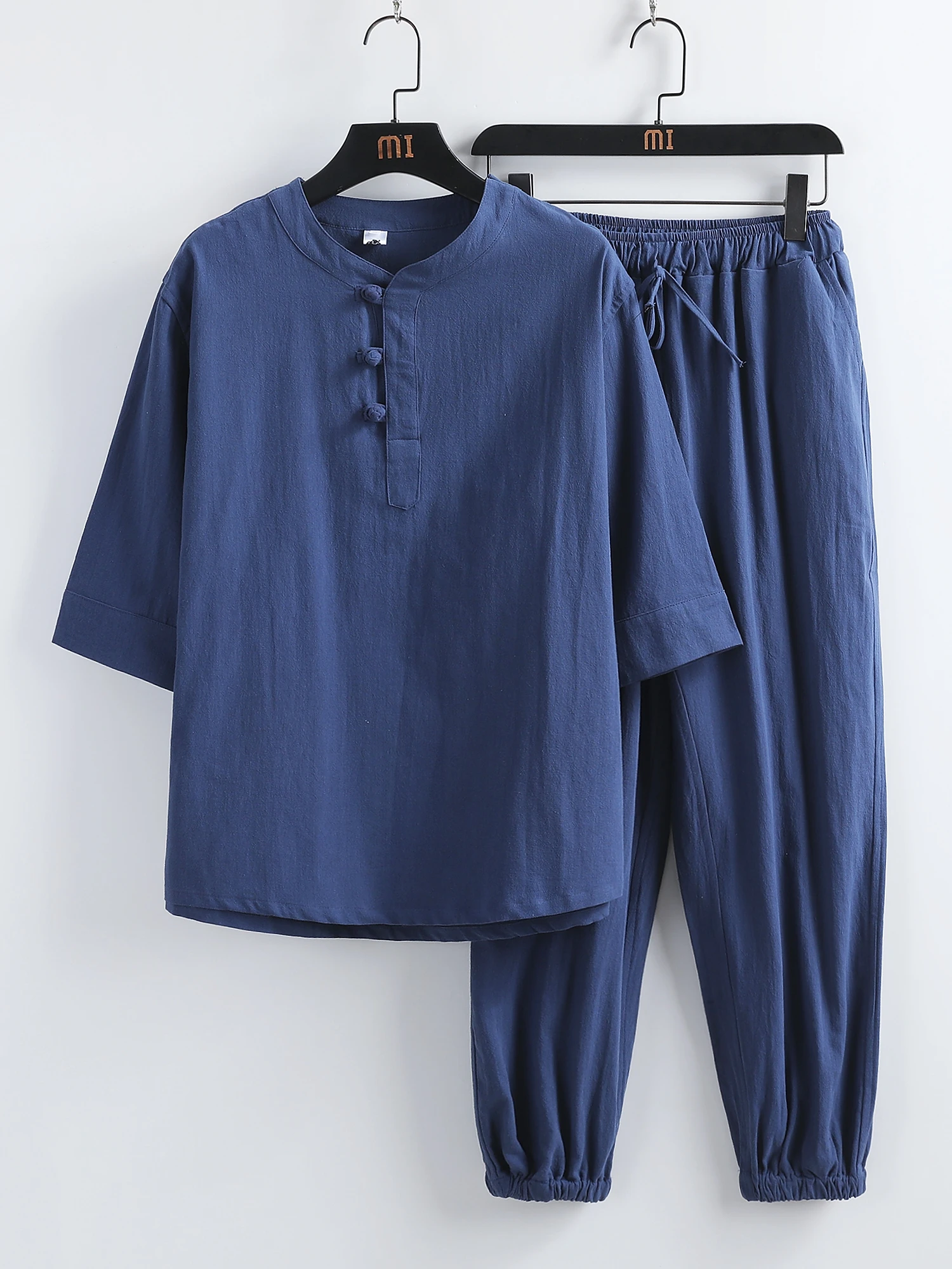 

Men's Cotton Linen ort Sve Suit V-ne f Sve T-irt Summer Thin Casual Sportswear Retro Hanfu Chinese Sle