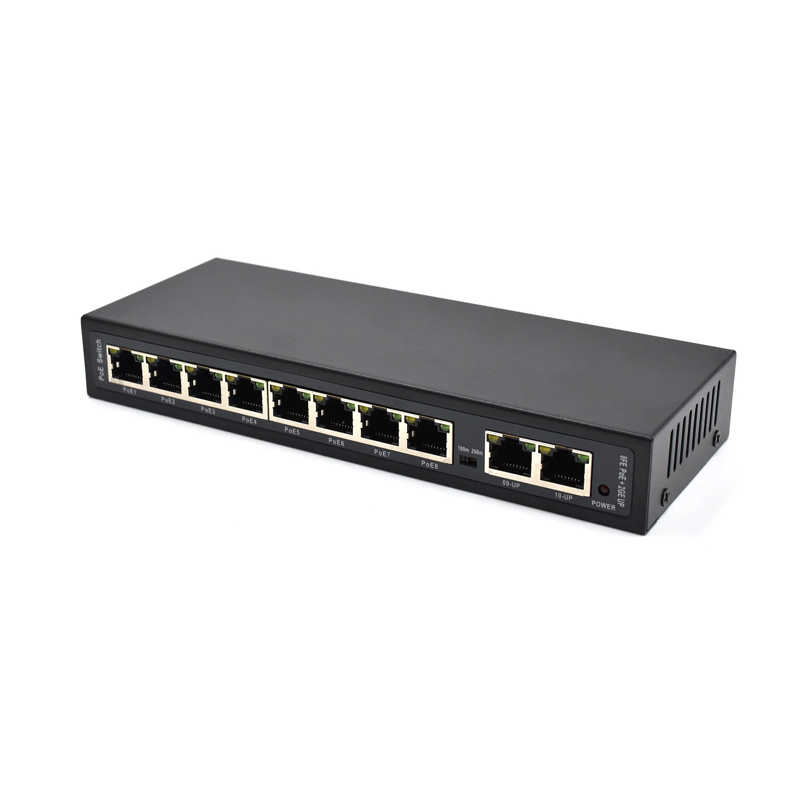 48V 8 port POE Switch 10/100M+2GE Uplink Port for for Hikvision Camera