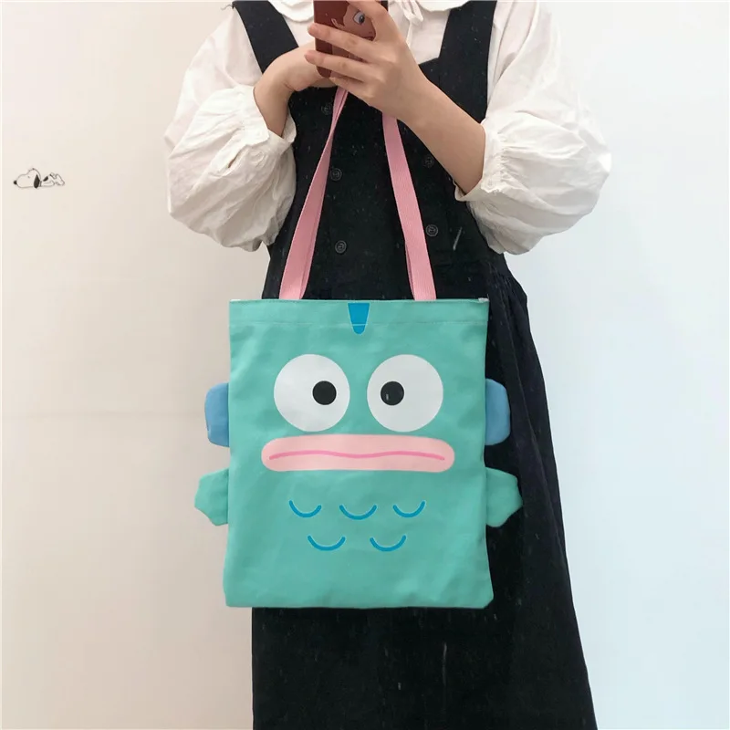 Lovely Cartoon Modeling Women's Canvas Shopping Bag Eco-Friendly Lolita Outdoor Fashion Daily Wear Portable Kawaii Tote Bag