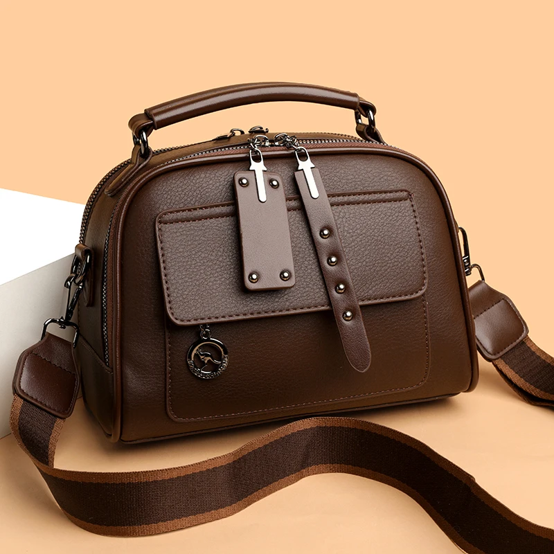 Soft Leather Luxury Handbags Women Bags Designer 3 Layers Shoulder Crossbody Sac Ladies Large Capacity Shopping Messenger Tote
