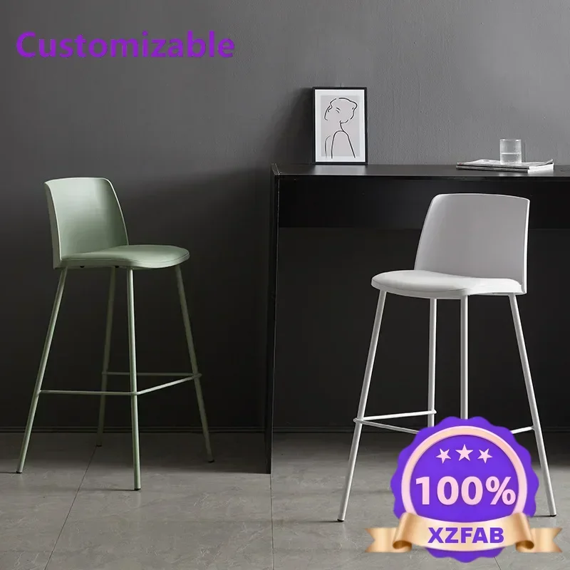 Factory Direct 2026 Long - lasting Simple household backrest high chair Nordic wrought iron bar chair modern bar chair online