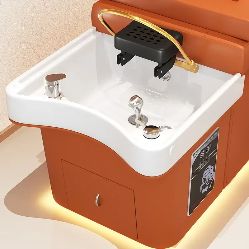 Bojoor Thai Hair Treatment Shampoo Bed with Water Circulation Fumigation Heater and Cross Mirror for Massage