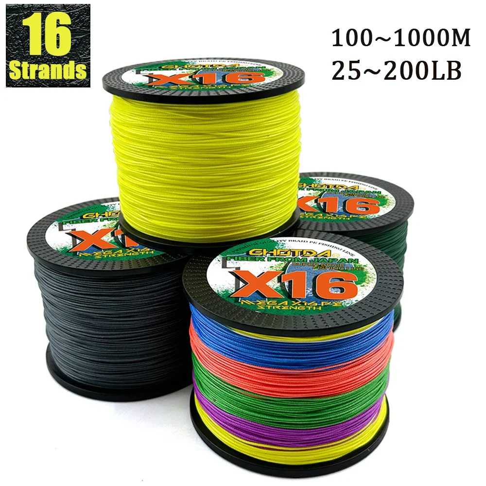 100M /300M /500M/1000M Super Strong PE 16 Braided Fishing Line Multifilament Thread 25-200LB Sea Cord Ocean Jigging Carp Fishing