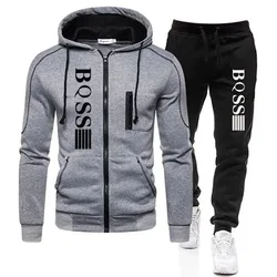 Tuta da uomo moda autunno nuova giacca cardigan con cerniera + pantaloni sportivi striscia corsa fitness basket jogging set da 2 pezzi