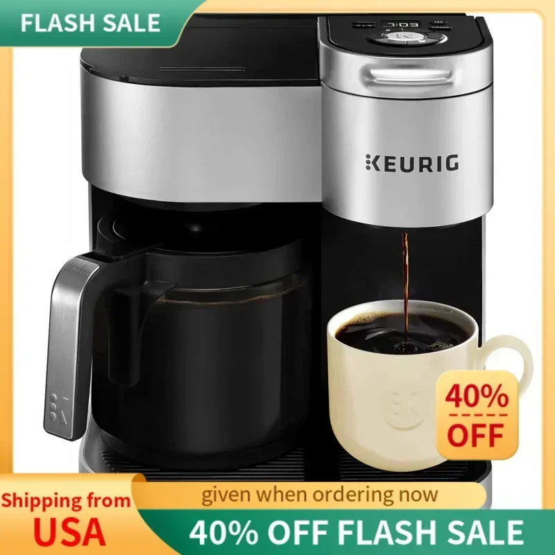 QWHighlights®K-Duo Special Edition Single Serve K-Cup Pod & Carafe Coffee Maker,Silver.