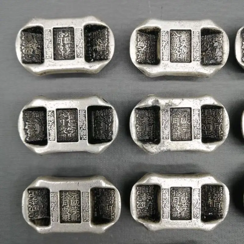 - Coins, , Bars, And Blocks; Antique-Style Silver Ingots, White Copper Plated With