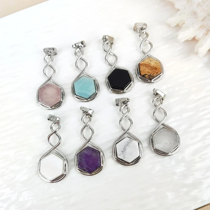 Unique Geometry Shape Natural Crystal Pendant for Women Necklace DIY Accessories Reiki Charms Fashion Jewelry