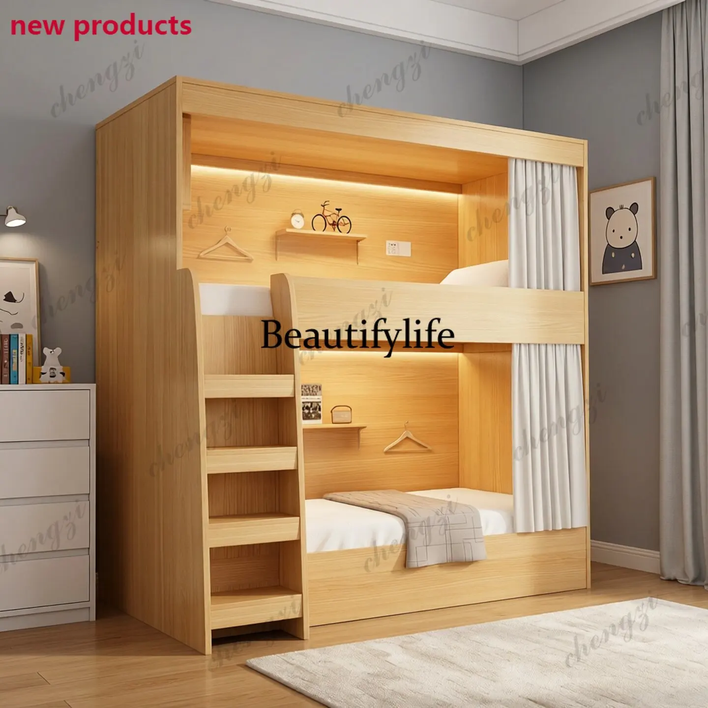 A68Upper and lower beds Bunk beds Youth Hostel Upper and lower bunk apartment   Custody class Student dormitory beds
